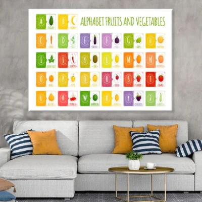 Alphabet with Fruits & Vegetables Vector Art Print 100% Australian Made
