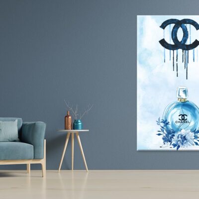 Luxury Blue Perfume with Flowers Print 100% Australian Made
