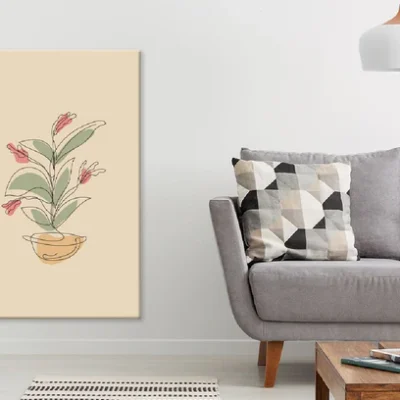 Red Flower Plant Line Art Design Print 100% Australian Made