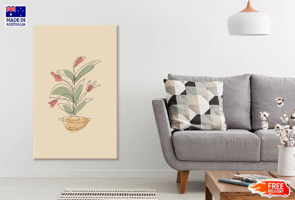 Red Flower Plant Line Art Design Print 100% Australian Made