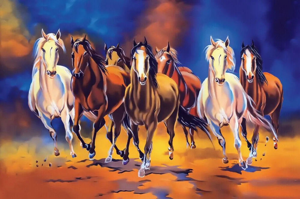 Colourful Horses Running Painting Print 100% Australian Made - Image 2