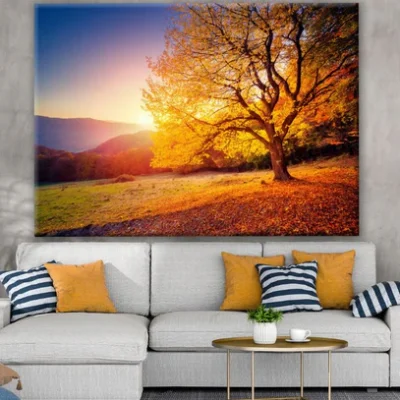 Stunning Sunset View & Autumn Tree Print 100% Australian Made