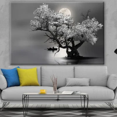 Tree & Moon B&W Photograph Print 100% Australian Made