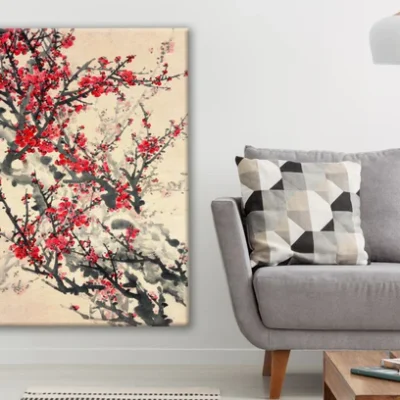 Red Floral Tree Watercolour Painting Print 100% Australian Made