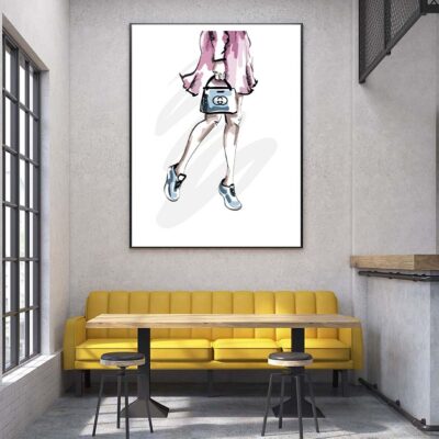 Fancy Sneakers with Blue Shaded Bag Design Home Decor Premium Quality Poster Print Choose Your Sizes