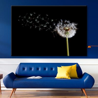 Dandelion Blowing in The Wind with A Black Wall Art Decor 100% Australian Made