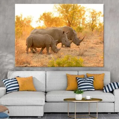 Rhinos in Forest View Photograph Print 100% Australian Made