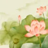 Painting Of a Pink Lotus Flower and Green Leaves Home Decor Premium Quality Poster Print Choose Your Sizes - Image 4