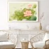 Painting Of a Pink Lotus Flower and Green Leaves Home Decor Premium Quality Poster Print Choose Your Sizes - Image 2