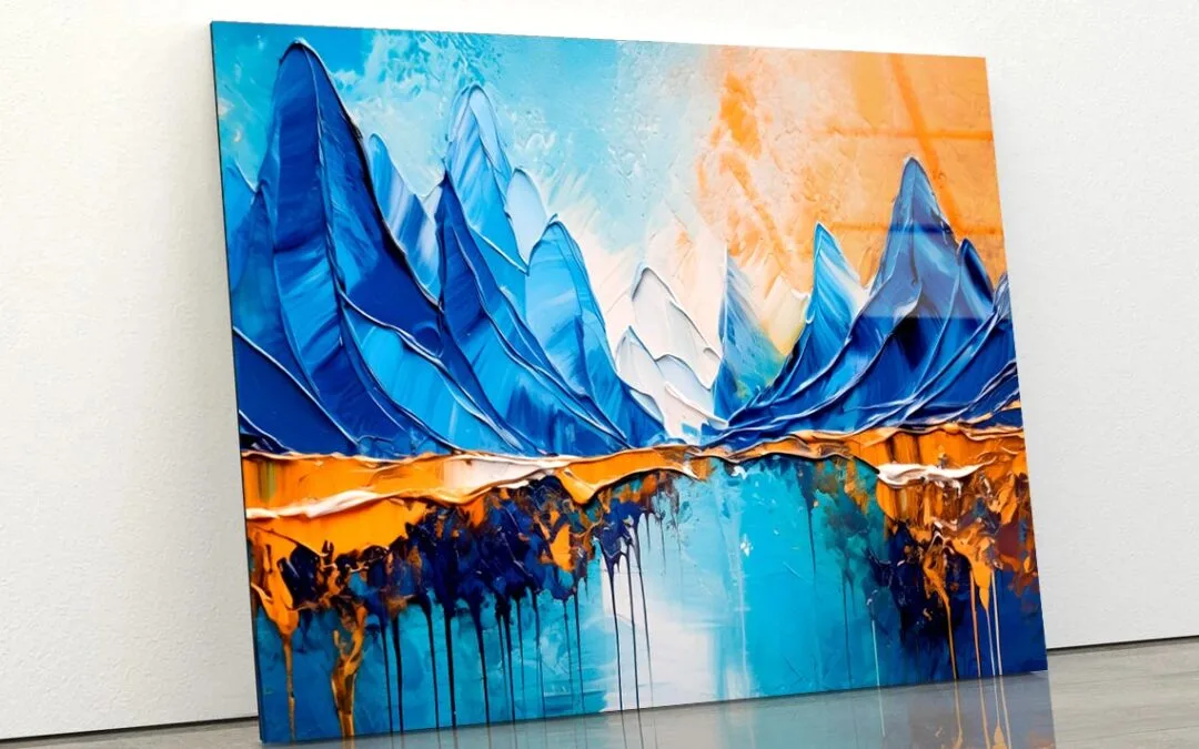 Abstract Mountain Oil Paint Acrylic Glass Print Tempered Glass Wall Art 100% Made in Australia Ready to Hang