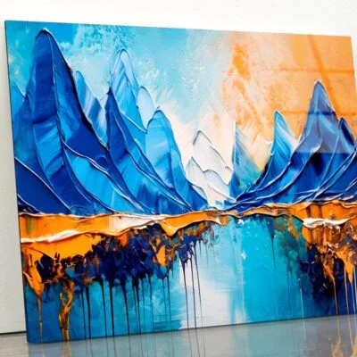 Abstract Mountain Oil Paint Acrylic Glass Print Tempered Glass Wall Art 100% Made in Australia Ready to Hang