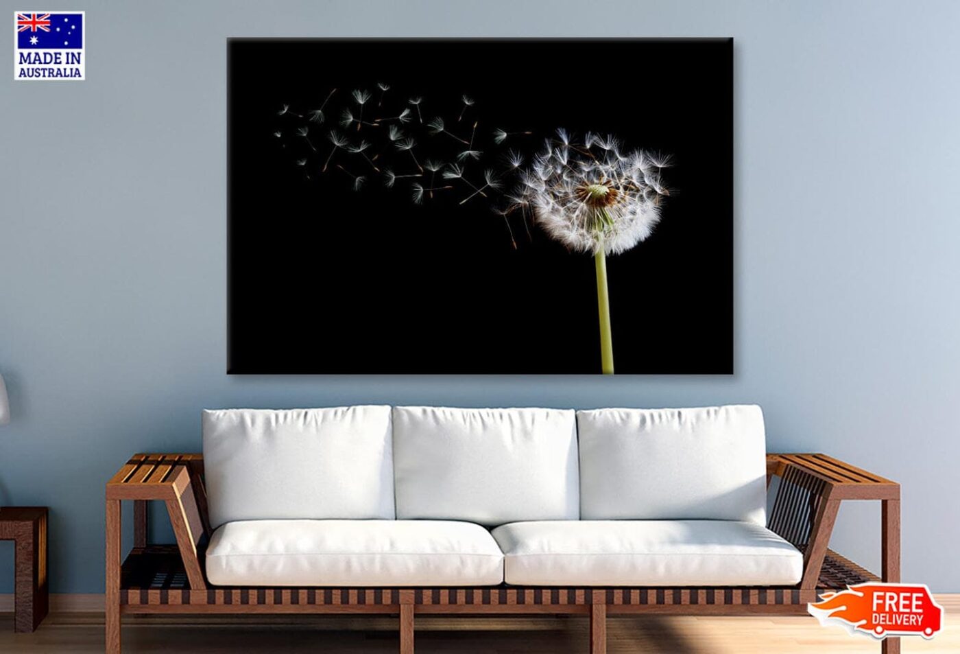 Dandelion Blowing in The Wind with A Black Wall Art Decor 100% Australian Made - Image 2