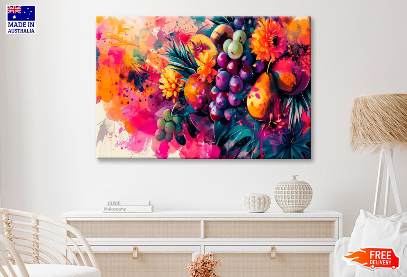 Colorful Fruits & Flower Abstract Wall Art Decor 100% Australian Made - Image 2