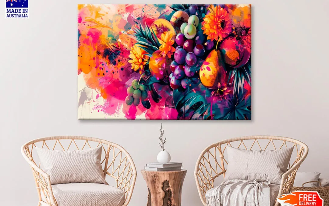 Colorful Fruits & Flower Abstract Wall Art Decor 100% Australian Made