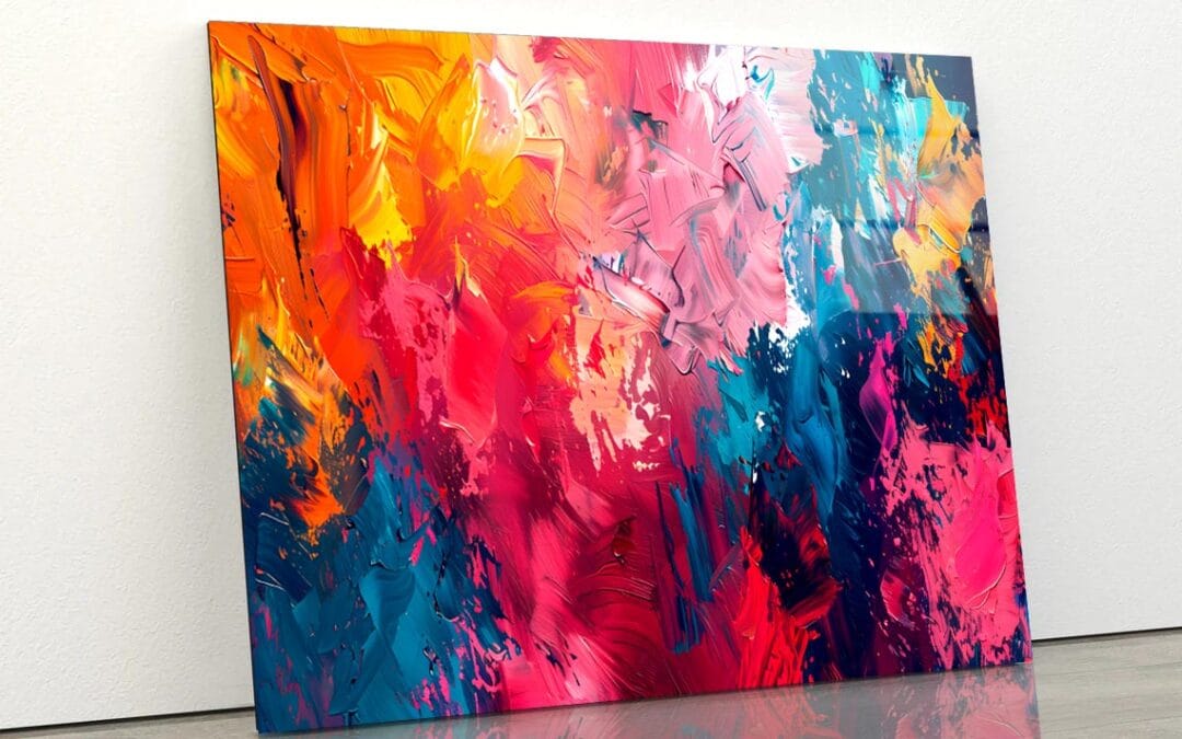 Colorful Abstract Oil Painting Acrylic Glass Print Tempered Glass Wall Art 100% Made in Australia Ready to Hang