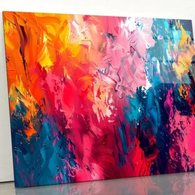 Colorful Abstract Oil Painting Acrylic Glass Print Tempered Glass Wall Art 100% Made in Australia Ready to Hang
