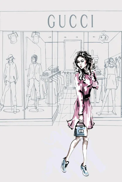 Modern Pink Lady with Fashion Store Design Home Decor Premium Quality Poster Print Choose Your Sizes - Image 4