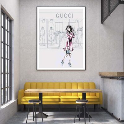 Modern Pink Lady with Fashion Store Design Home Decor Premium Quality Poster Print Choose Your Sizes