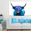 Blue Purple Highland Cow Photograph Print 100% Australian Made