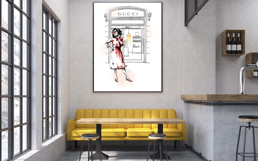 Red Lady with Fashion Store Design Home Decor Premium Quality Poster Print Choose Your Sizes