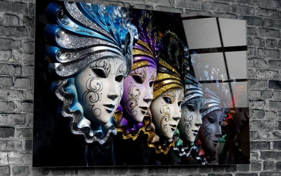 Facemasks Abstract Print Tempered Glass Wall Art 100% Made in Australia Ready to Hang