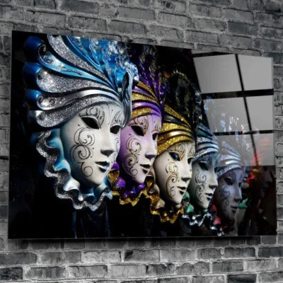 Facemasks Abstract Print Tempered Glass Wall Art 100% Made in Australia Ready to Hang