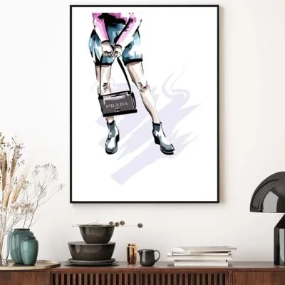 Blue Shaded Shoes with Elegant Bag Design Home Decor Premium Quality Poster Print Choose Your Sizes
