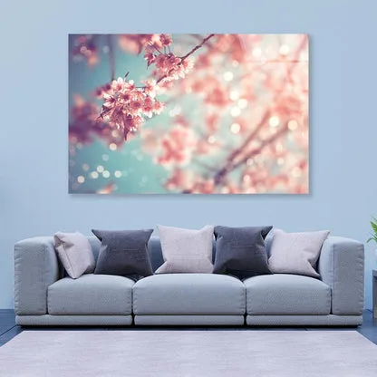 Close-Up Of Beautiful Vintage Sakura Tree Flower Acrylic Glass Print Tempered Glass Wall Art 100% Made in Australia Ready to Hang - Image 3