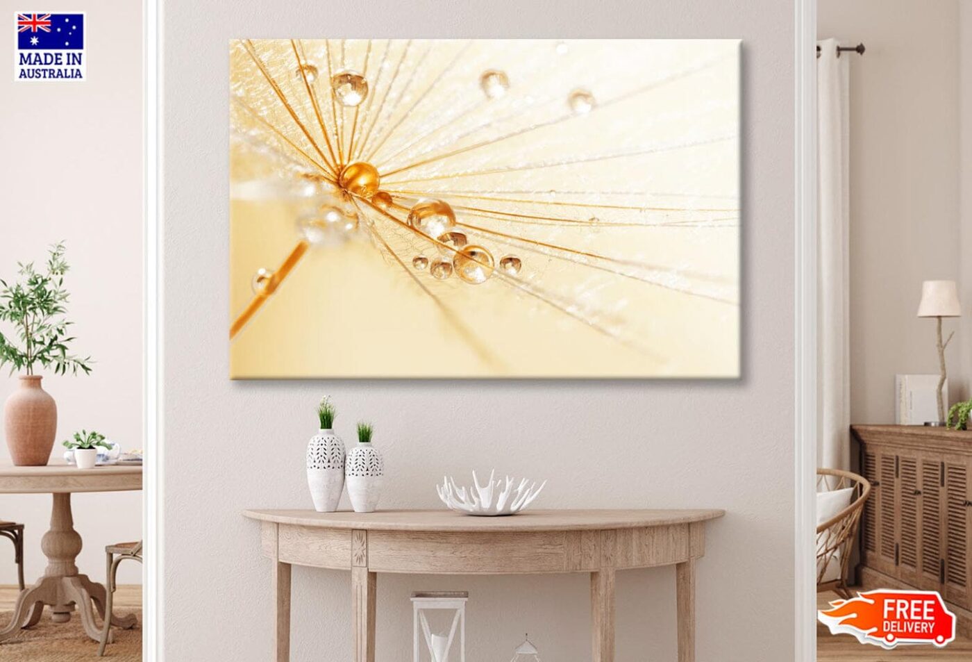 Dandelion With Water Droplets Wall Art Decor 100% Australian Made - Image 2