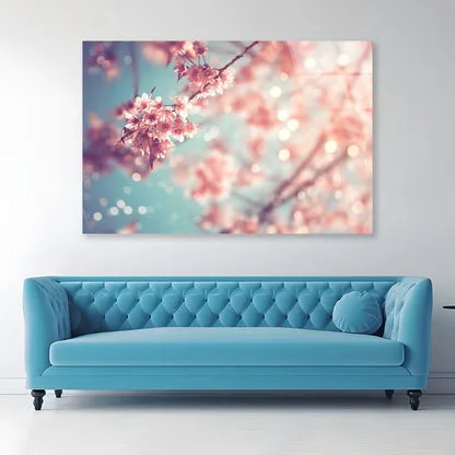 Close-Up Of Beautiful Vintage Sakura Tree Flower Acrylic Glass Print Tempered Glass Wall Art 100% Made in Australia Ready to Hang - Image 2
