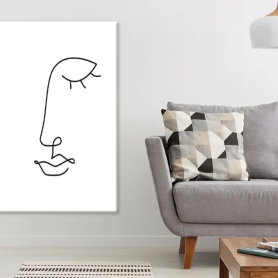 Woman Face B&W Line Art Design Print 100% Australian Made