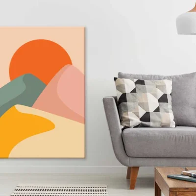Colorful Mountain & Sun Vector Design Print 100% Australian Made