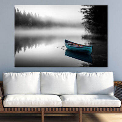 Boat in a Pristine Lake Stunning Design Print 100% Australian Made