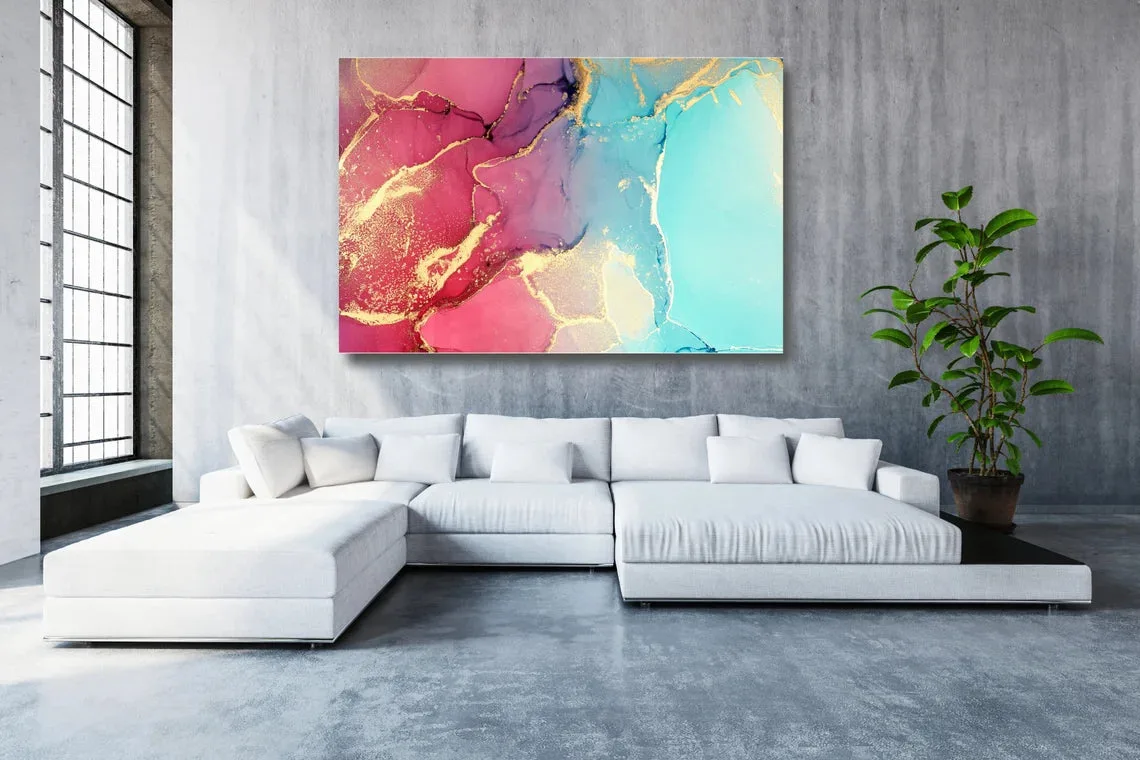 Red & Gold Abstract Wall Art UV Direct Aluminum Print Australian Made Quality - Image 2