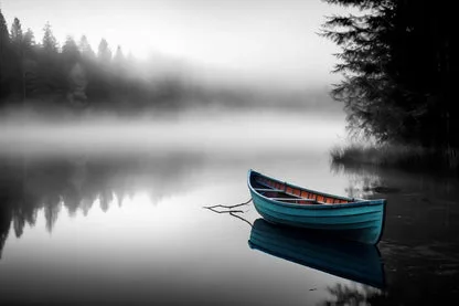 Boat in a Pristine Lake Stunning Design Print 100% Australian Made - Image 3