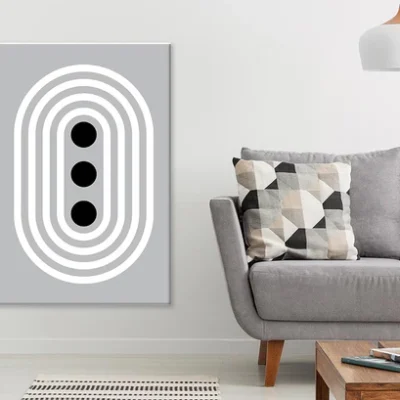Black Circle & White Lines Design Print 100% Australian Made