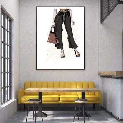 Stylish Brown Slippers with Elegant Handbag Design Home Decor Premium Quality Poster Print Choose Your Sizes