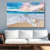 Bella Home Myrtos Seawaves With Pink & Blue Sky Print Canvas Ready to hang