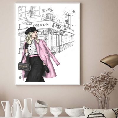 Pink Boss lady With Black Elegant Bag Design Home Decor Premium Quality Poster Print Choose Your Sizes