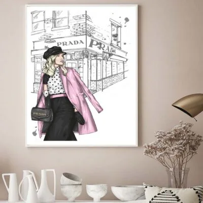 Pink Boss lady With Black Elegant Bag Design Home Decor Premium Quality Poster Print Choose Your Sizes