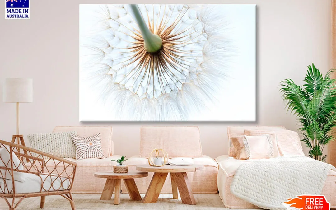Dandelion With Seeds Blowing in The Wind Wall Art Decor 100% Australian Made