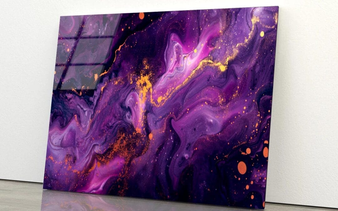 Purple Gold & Black Abstract Acrylic Glass Print Tempered Glass Wall Art 100% Made in Australia Ready to Hang