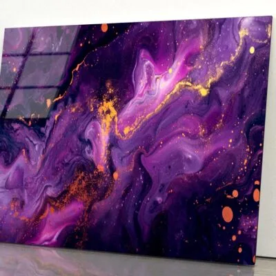 Purple Gold & Black Abstract Acrylic Glass Print Tempered Glass Wall Art 100% Made in Australia Ready to Hang