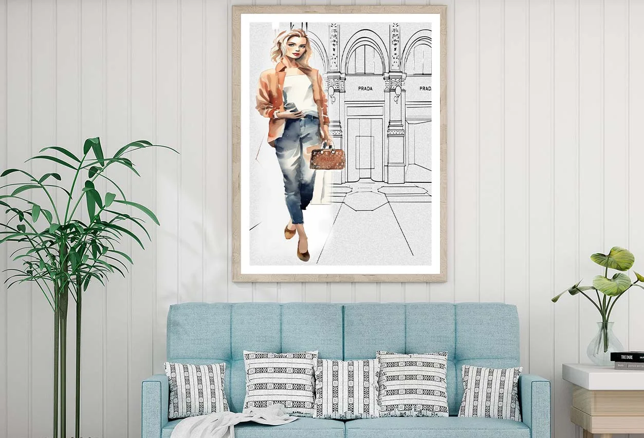 Stylish Brown Girl with Fashion Store Design Home Decor Premium Quality Poster Print Choose Your Sizes - Image 2