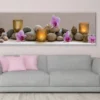 Panoramic Canvas Stones, Flowers & Candles High Quality 100% Australian made wall Canvas Print ready to hang