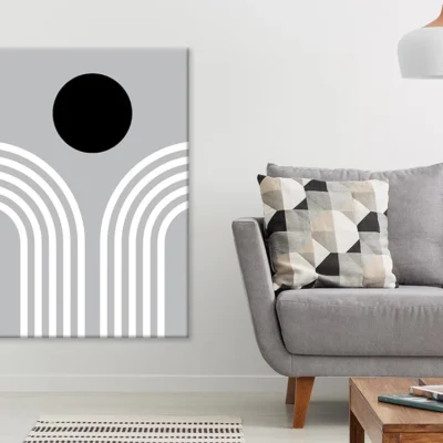 Black Grey & White Line Art Design Print 100% Australian Made