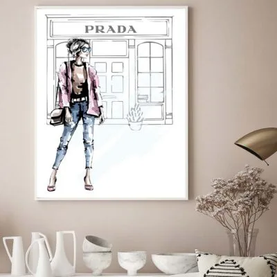 Fancy Girl with Fashion Store Design Home Decor Premium Quality Poster Print Choose Your Sizes