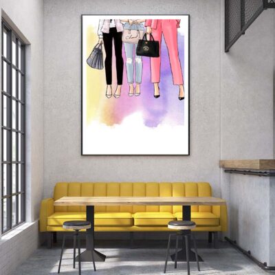Fashion Women with Elegant Handbags Design Home Decor Premium Quality Poster Print Choose Your Sizes