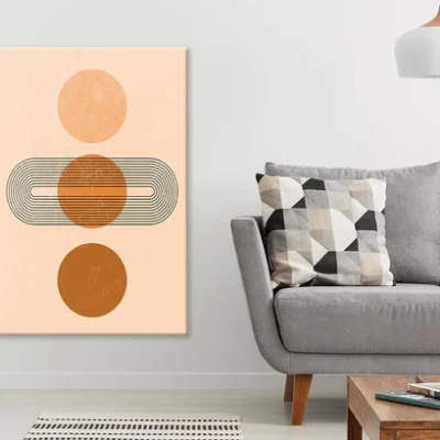 Orange and Brown Circles Black Line Art Print 100% Australian Made
