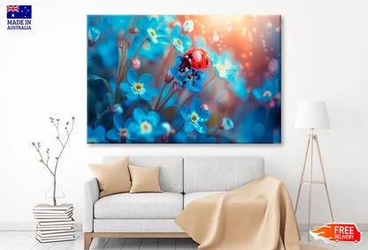 Ladybug Perched on A Vibrant Flower Wall Art Decor 100% Australian Made